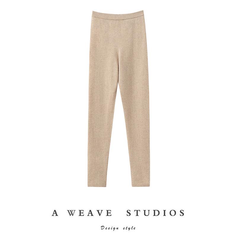 Women s 100% Pure Cashmere Knit Base Layer Pants - High Elastic Waist, Plush, Warm, Perfect for Spring & Autumn. XL