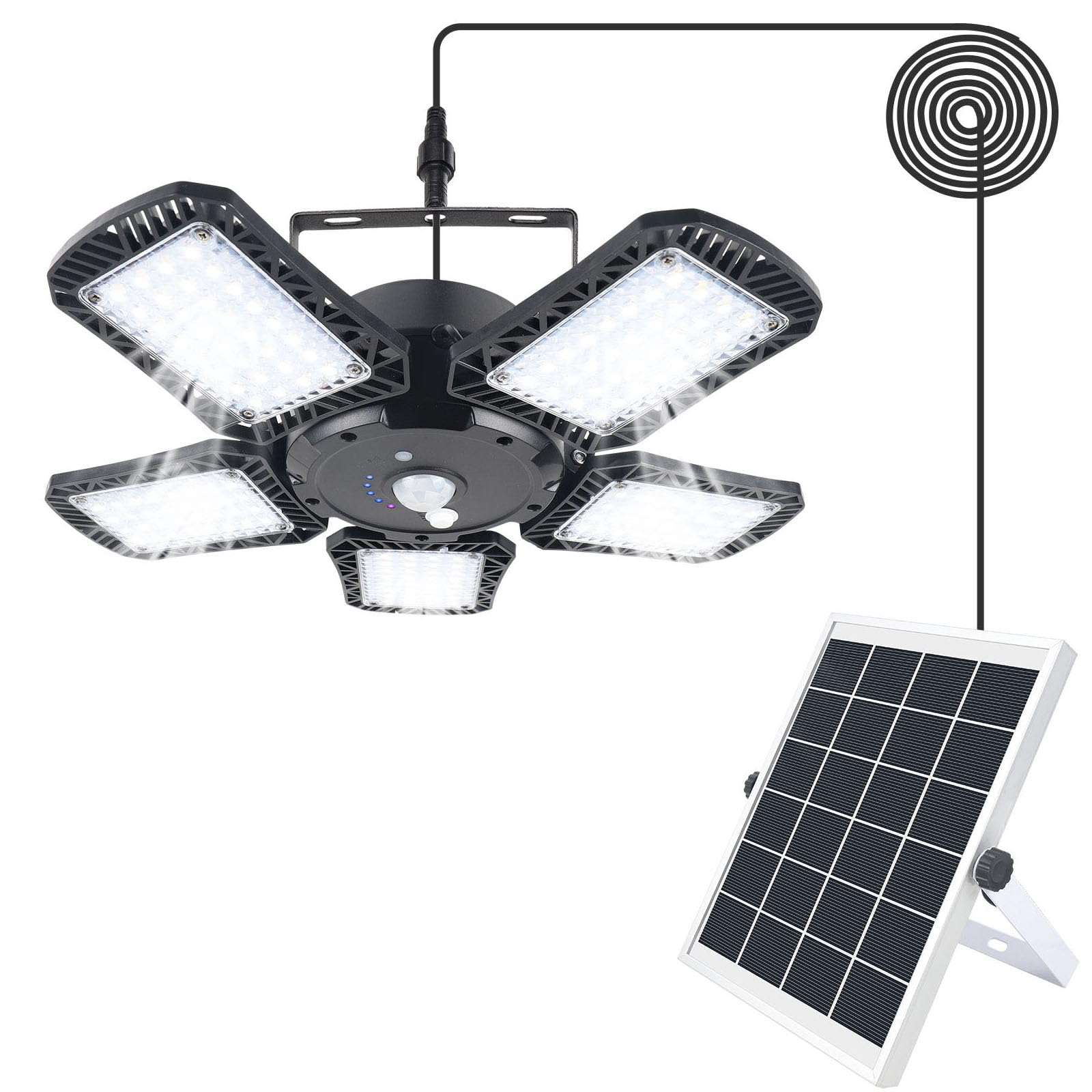 

highydro LED Solar Light for Outdoor Use, Waterproof, 5-Light Separate Type, 5 Working Modes, Daytime and Nighttime Operation, 1200 Lumens, 160 LEDs,