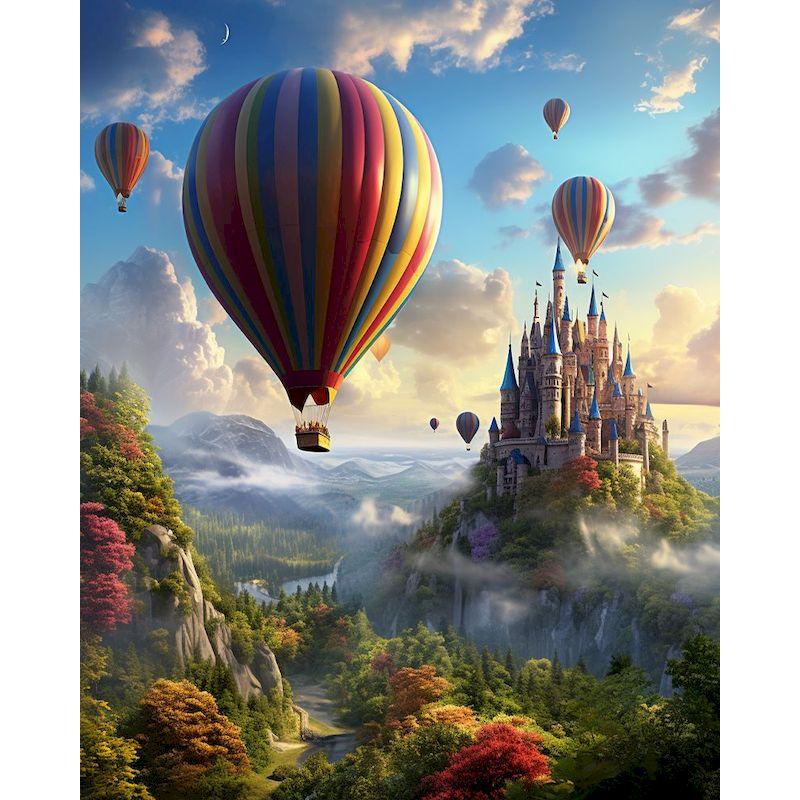 CHENISTORY Oil Painting By Numbers On Canvas,Hot Air Balloon,Paint Kit,Landscape,Handpainted,Pictures By Numbers,Decorative Gift