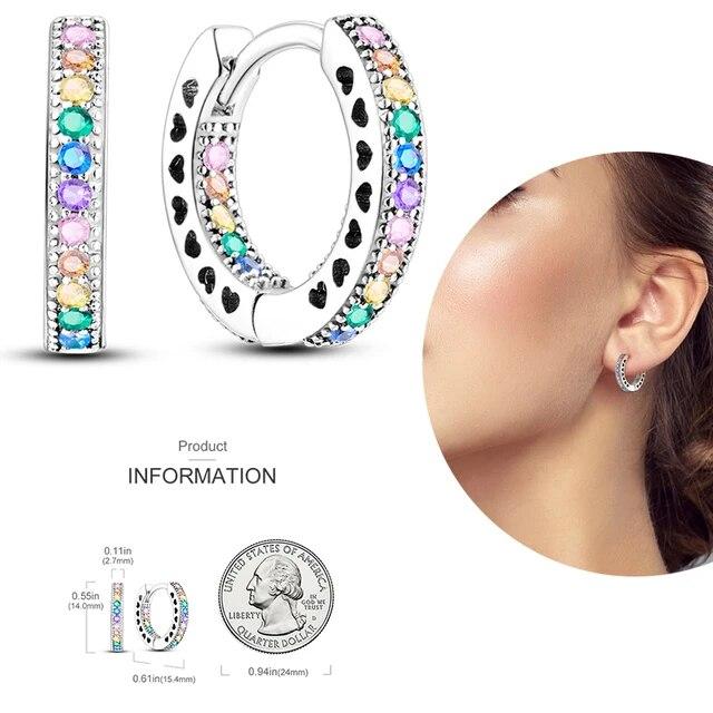 Brincos de argola de prata 925 para mulheres, brilhantes, pavê, cz, joias finas de luxo, brinco