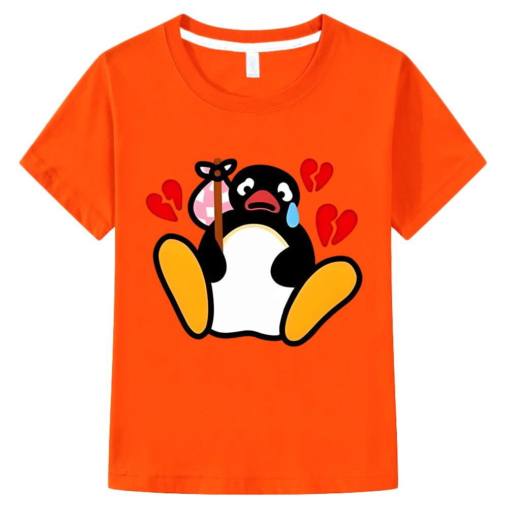 Pingu Kawaii Cartoon Print T-shirt Boys Girls Cartoon Graphic Tee-shirt 100% Cotton Tees Short Sleeve Summer Fashion O-neck Tops Anime T-shirt