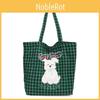 Embroidered Checkered Puppy Printed Canvas Shoulder Bag Outdoor Bag Crossbody