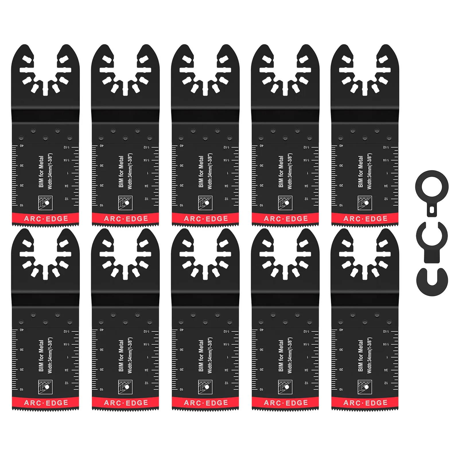 

Комплект из 10 осцилляторных пильных полотен, биметаллические полотна с изогнутым краем, 34 мм, универсальные режущие осцилляторные полотна для дерева и металла