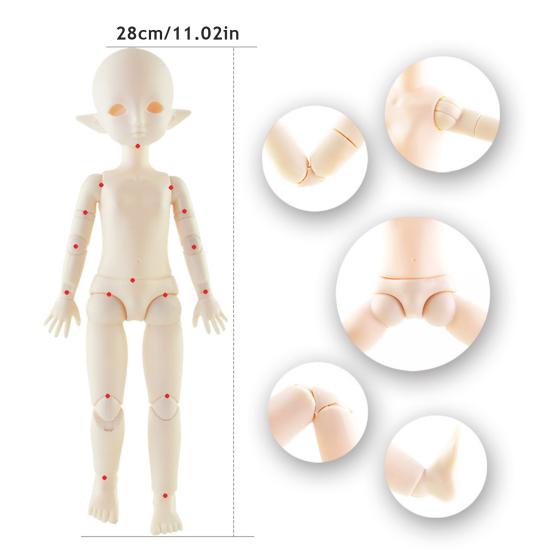 Chubby Elf Doll 30cm 22-Joint White Body Elf Doll for Customization Photography DIY Plastic Articulated Jointed Elf Toy for Collectors & Kids Role