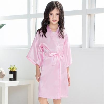 Kids Thin Satin Bathrobe Vegetarian Style Imitation Silk Sateen Cardigan Robe Comfortable Elegant Baby Runway Performance Outfit