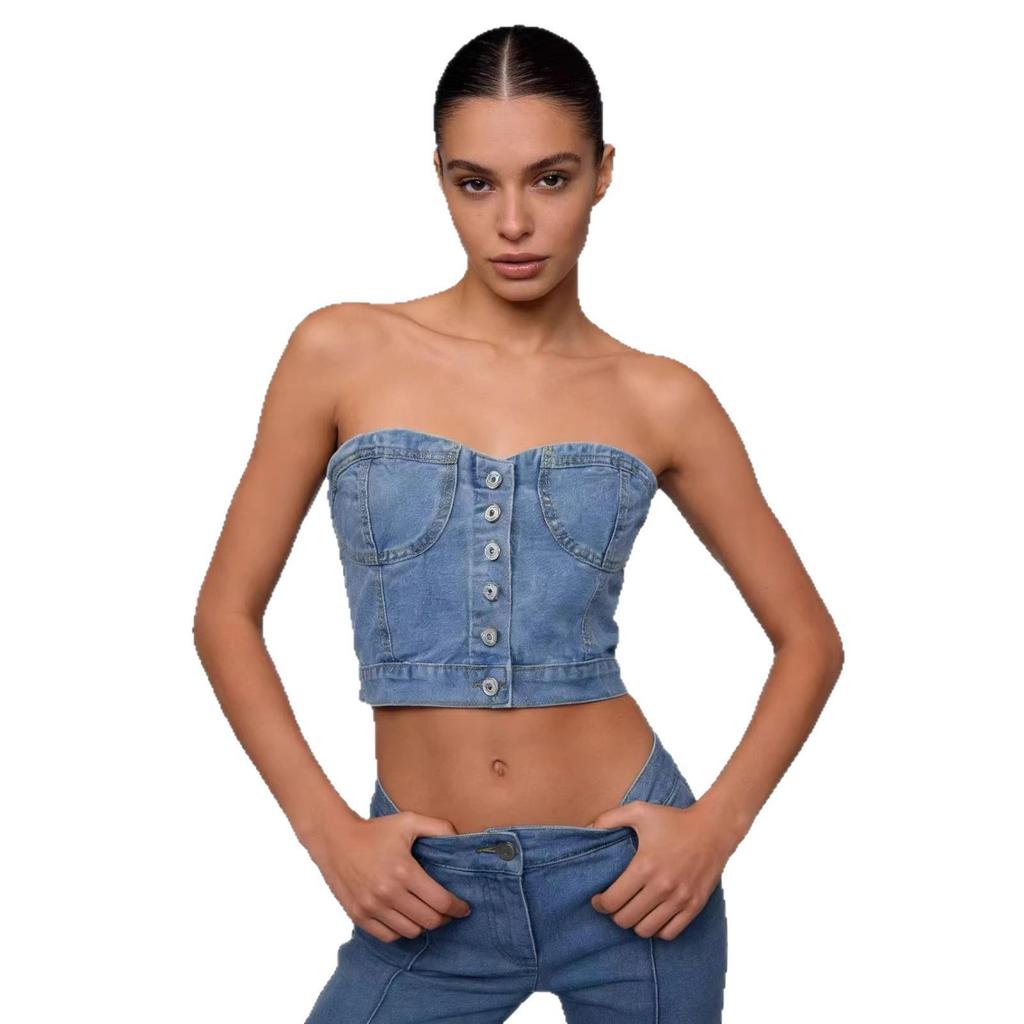Women's Slim-Fit Waist-Cinching Short Denim Vest