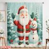 2pcs,2D plane printing Popular Curtain Panels Cute Santa Snowman Christmas Winter (3) 100% Polyester (without rod) Room Decor