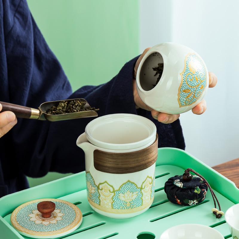 Kreatives Keramik Schnellbecher Reise-Teegeschirr Tablett, Kungfu Teegeschirr, Outdoor Tragbares Geschenk