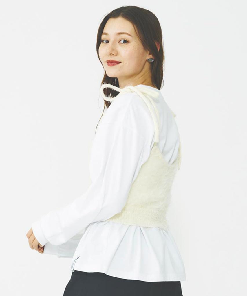 Milkfed Shaggy Neck Ribbon Off White Women's Camisole,