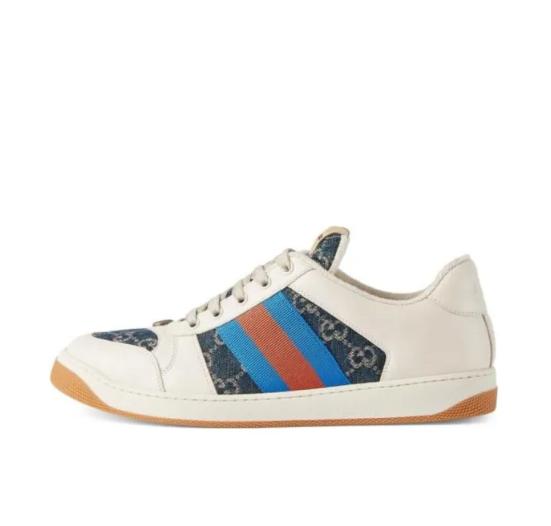 

Gucci Screener Denim GG Athleisure Shoes Men s White Blue 576223 2KQ40 4467 45.5