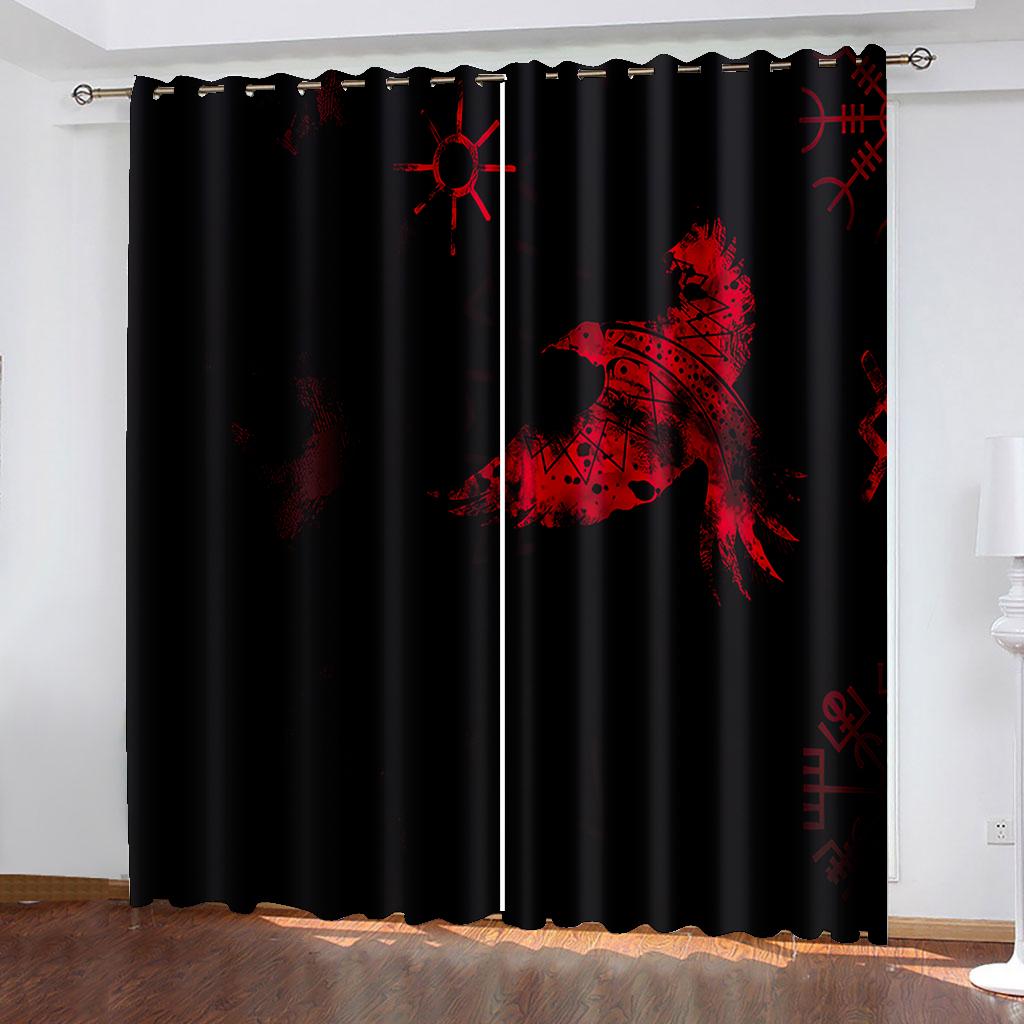 Hacker Soldier Red Dark Cool Child Window Curtains in Kids Bedroom Living Room Hall Treatments Kitchen Decoration Drapes Blinds