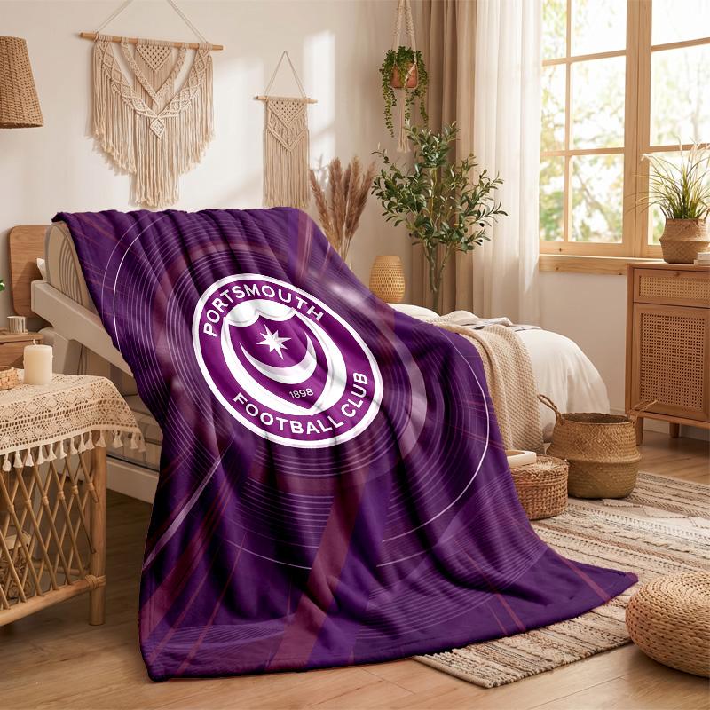 Coperta in Pile a Tema Portsmouth FC Morbida e Accogliente Coperta di Peluche per Camera da Letto Divano Viaggio