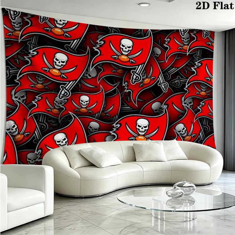 Tampa Bay Buccaneers Logo Wall Tapestry Aesthetic Wall Hanging Printed Fabric Blanket Decorative Tapestries for Bedroom Living Room Home Decor
