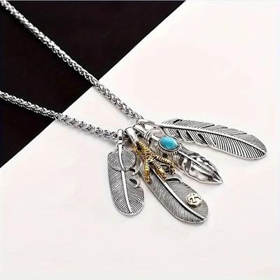 Street Sweater Chain Accessory Necklace Personality Feather Pendant Long 1 Piece Hip-hop Men's Explosion Fashion  Handmade