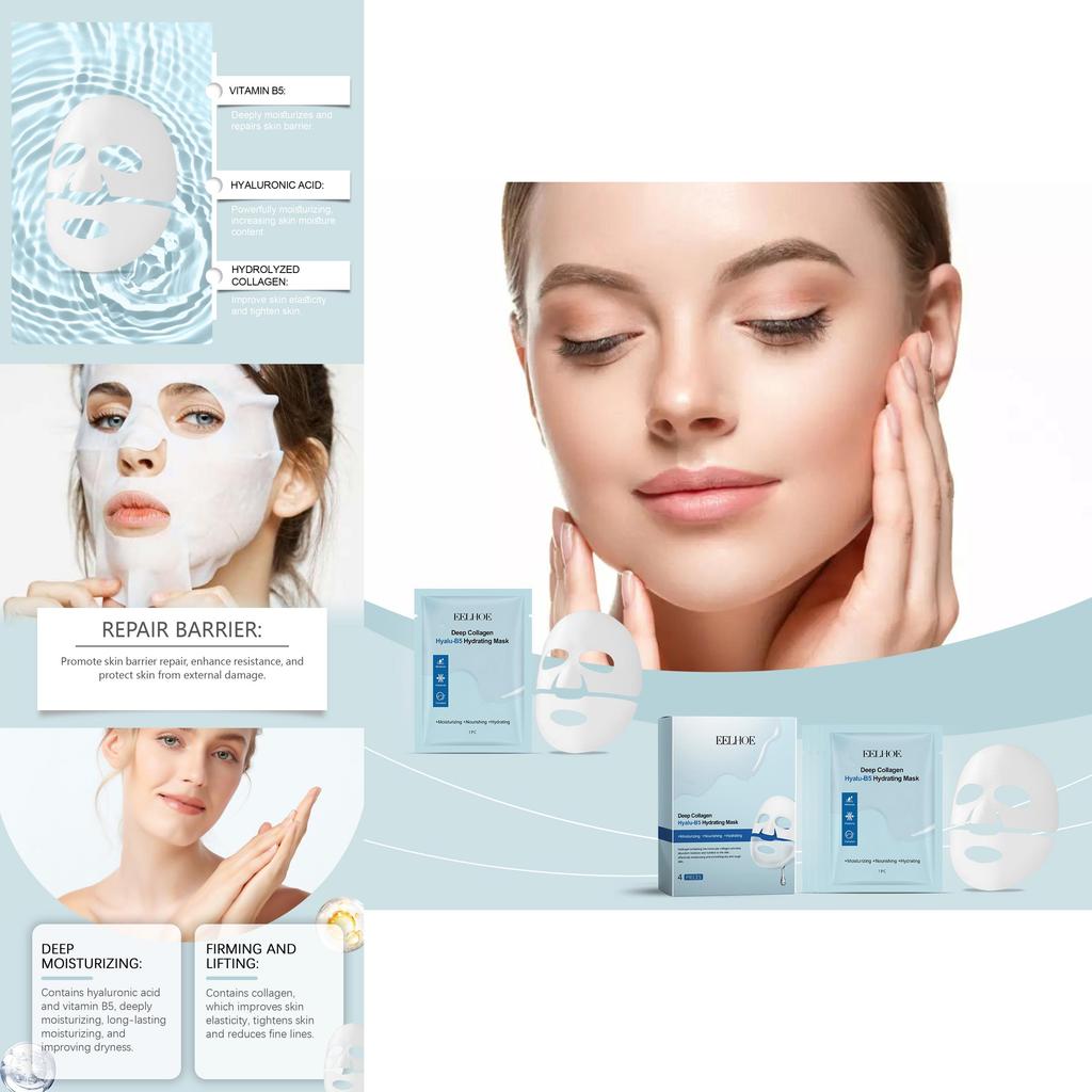 Eelhoe Collagen B5 Moisturizing Face Mask Ultra Hydrating Nourishing Skin Care Treatment