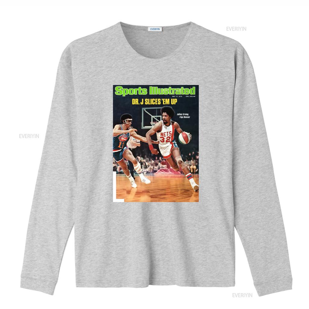 Vintage Retro Basketbol Dr J Julius Erving Sports Illustrated Kapak Baskısı Günlük Sokak Giyimi Tişört vintage Yıkanmış