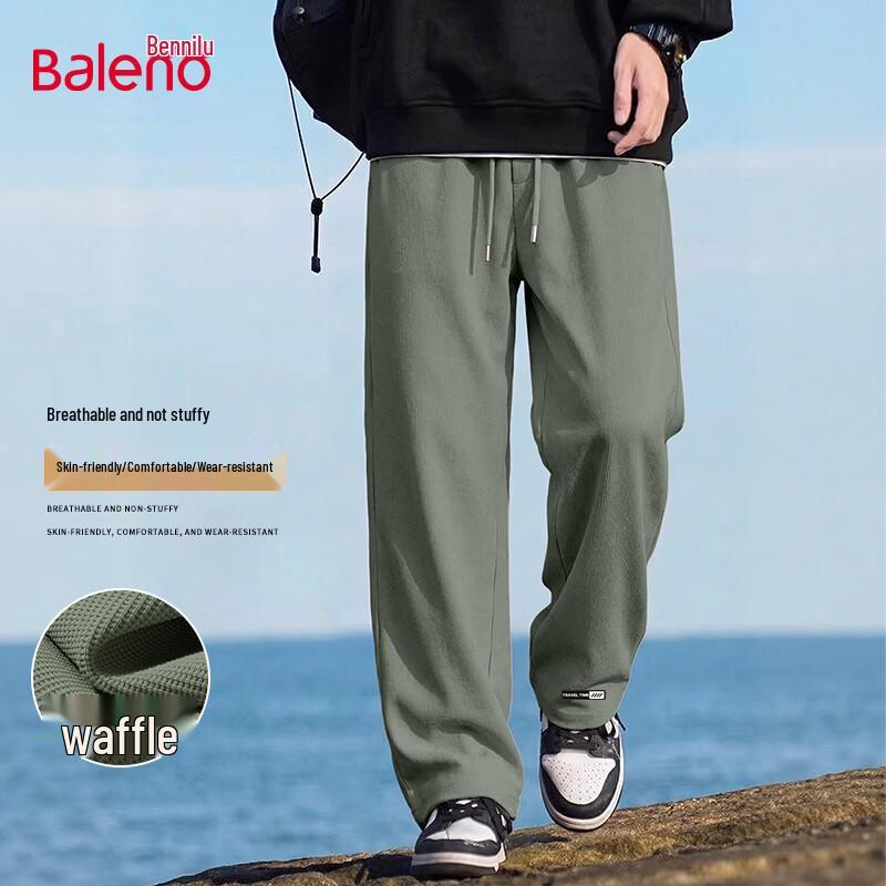 Baleno Men s Waffle Knit Wide-Leg Casual Pants L