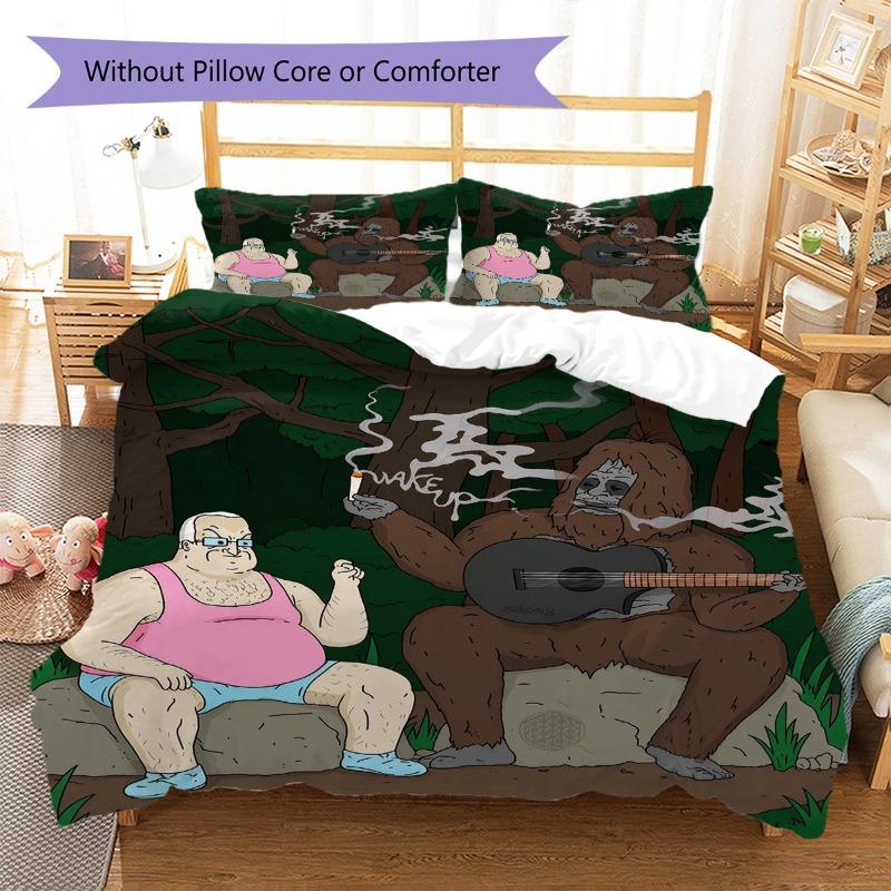 The Big Lez Show Forest Scene 3 Pieces Bedding Set, Cartoon Character Duvet Cover & Pillowcases