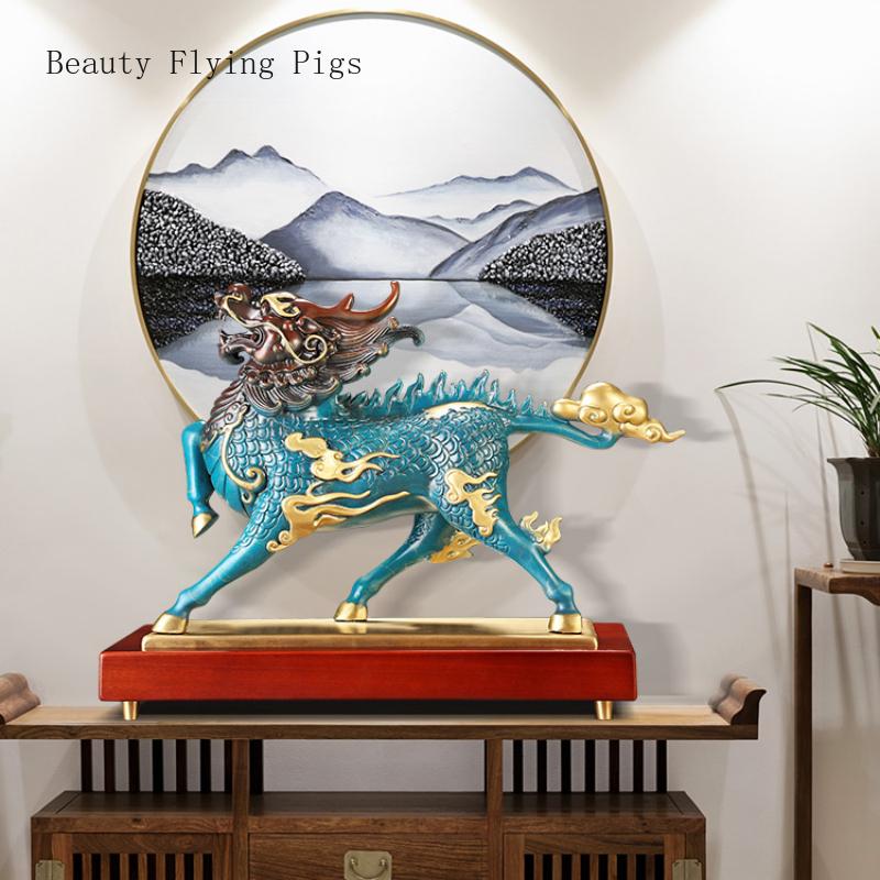 1PCS Metal Fenghuo Qilin Decoration Office Living Room Foyer Lucky Crafts Opening Housewarming Gift Feng Shui Ornaments