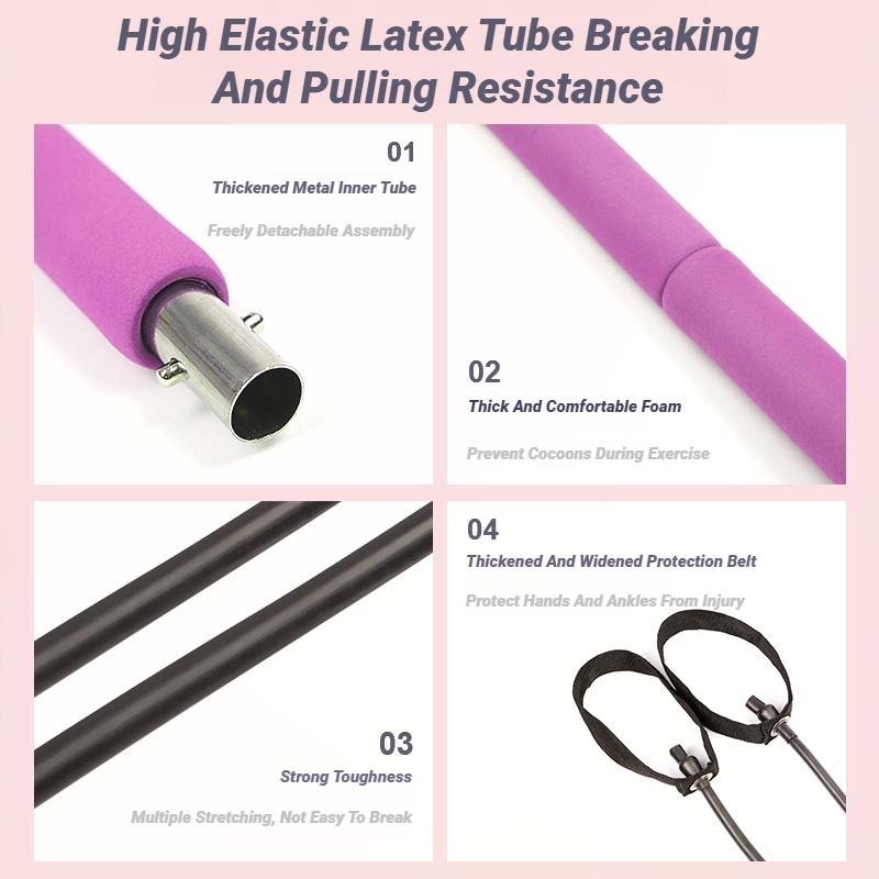 Portable Yoga Pilates Bar Stick With Resistance Band For Muscle Toning Fitness Stretching Body Workout Exercise
