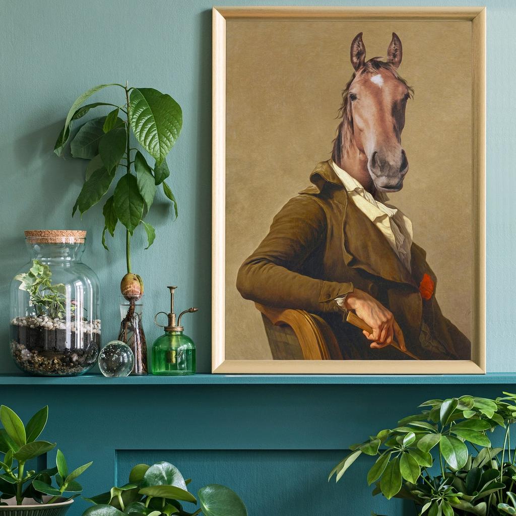 Renaissance Animal Painting Lion Flamingo Tiger Rabbit Victorian Animal Portrait Wall Art Funny Picture Canvas Poster Home Decor