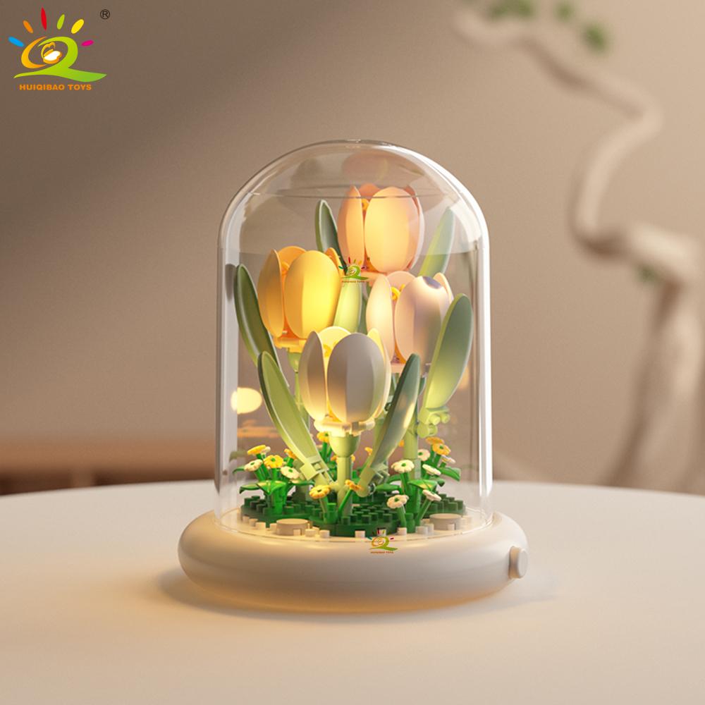 Non-Toxic Moc Eternal Bouquet Display Box Micro Building Block Flower Model Diy Home Desk Plant Decoration Brick Toy For Children