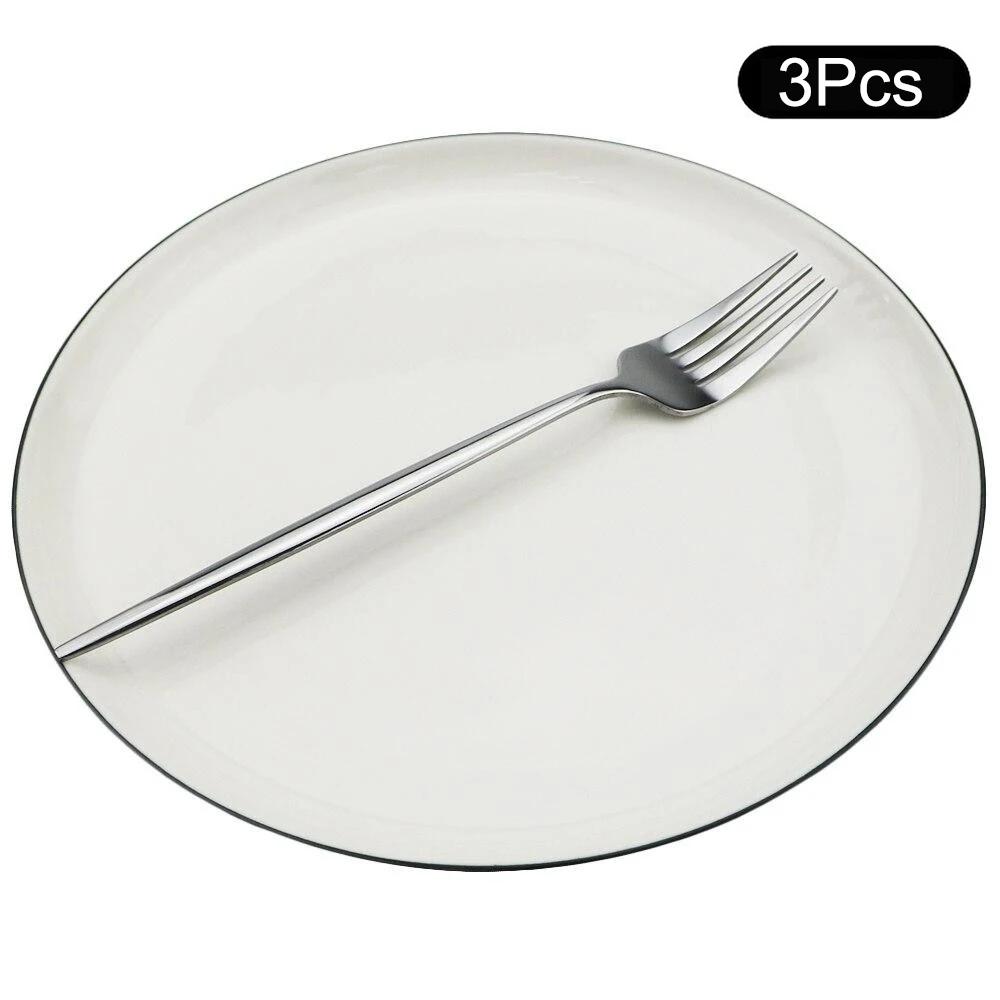

3Pcs Mirror Stainless Steel Dinner Fork Cutlery Set Tableware Kitchen Flatware Western Dinnerware Restaurant Table Forks серебряный