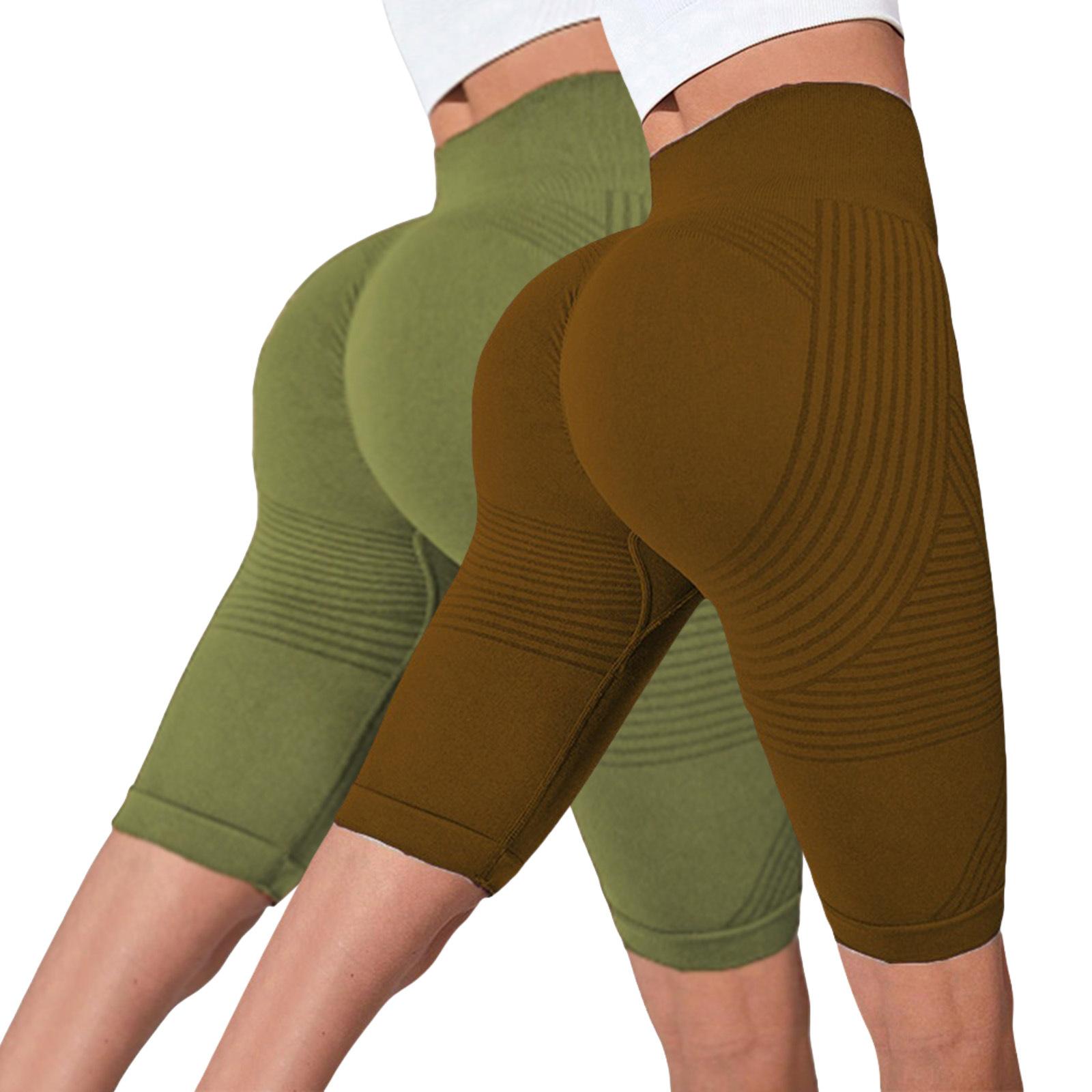 

2PC Women s Casual Seamless Hip Lifting Fitness Pants With Tight Fit And High Waist, Seach Hip Yoga Pants M кавовий