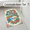 Floral Garden Theme Crystal Velvet Rug Personalized Custom Name Text Soft Floor Mat Home Decor
