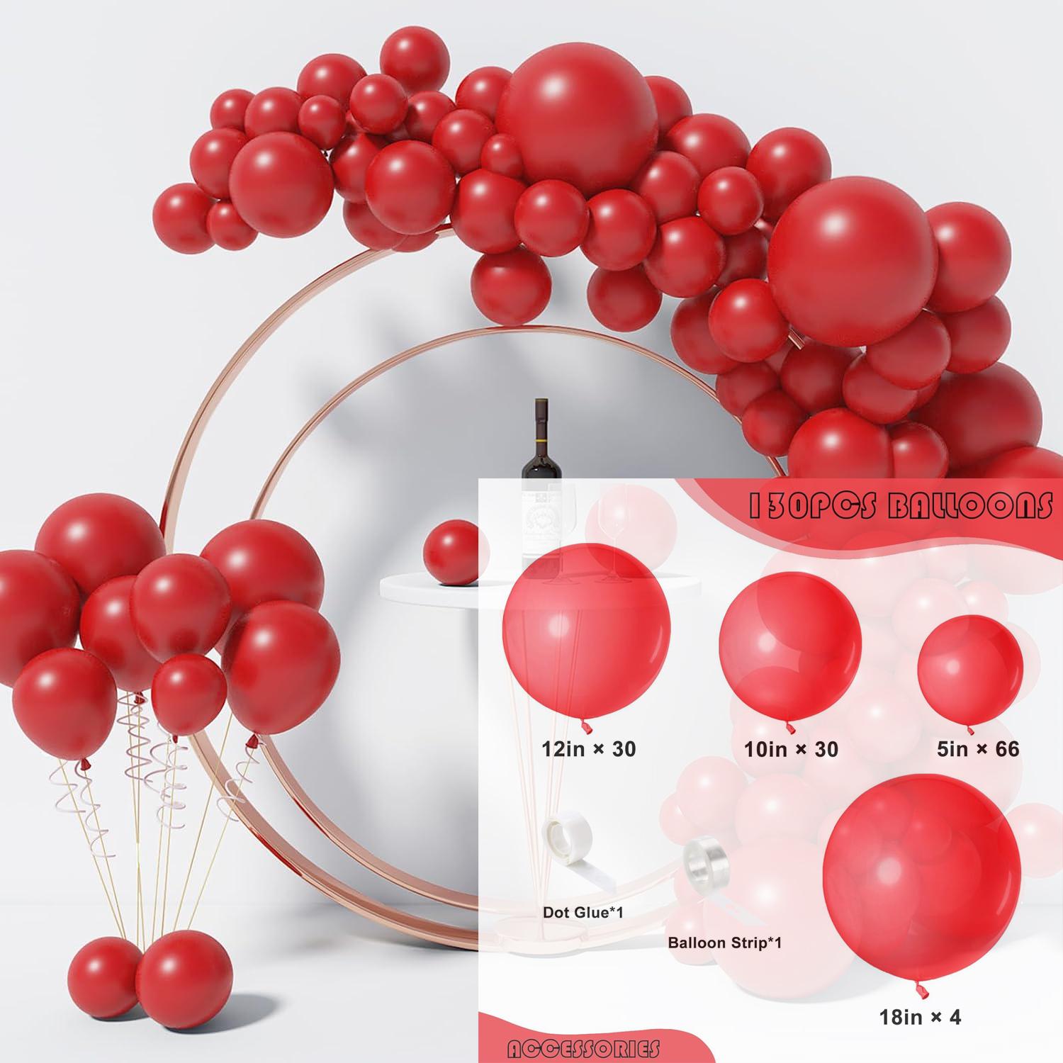 

130PCS multi-color latex balloon set suitable for birthday parties, weddings, Valentine s Day party decoration Other червоний
