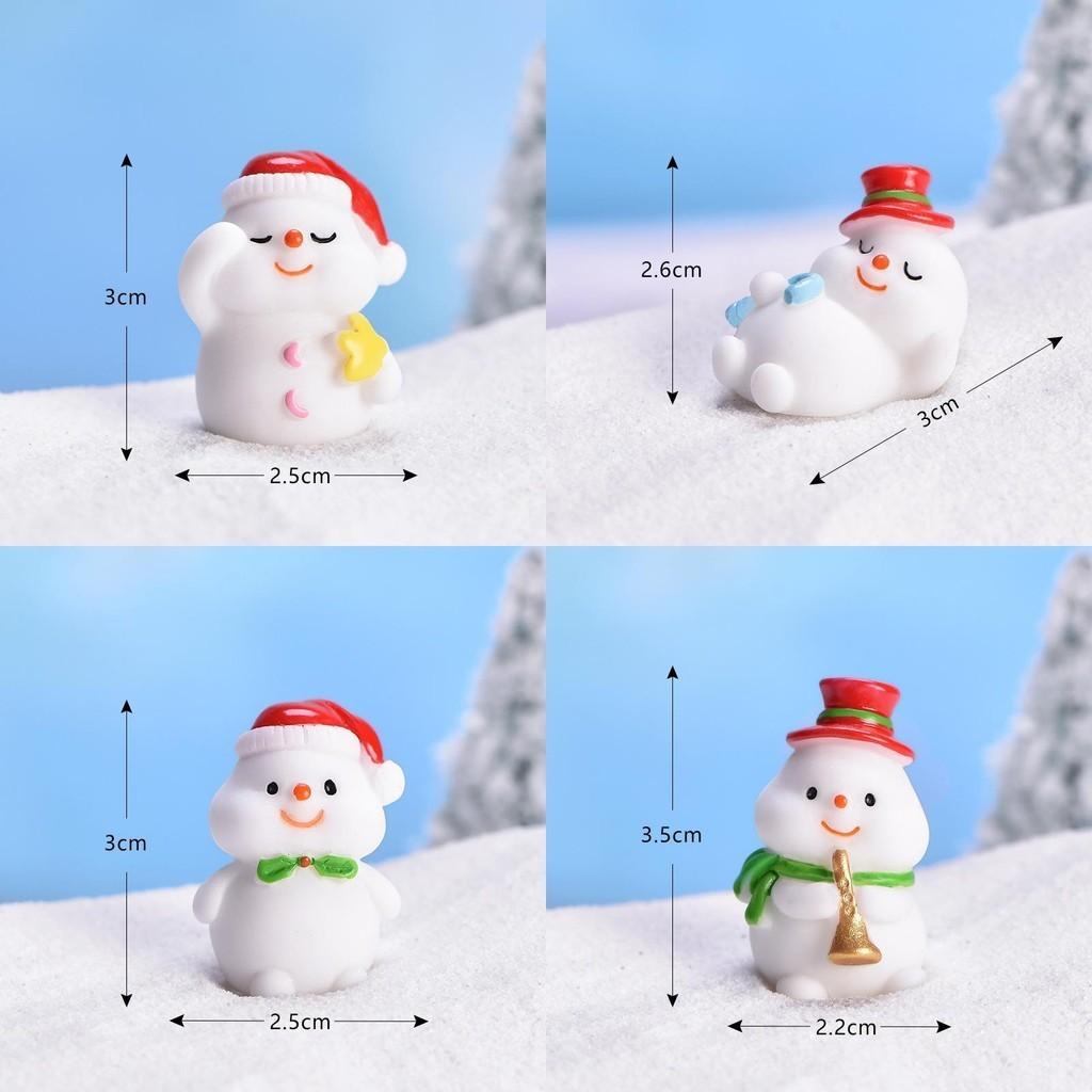 Adoráveis Estatuetas de Resina de Boneco de Neve e Papai Noel Para Cenas Miniaturas de Natal DIY