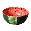 Hand-Painted Watermelon Design Ceramic Noodle Bowl with Underglaze Color and Snail Motif