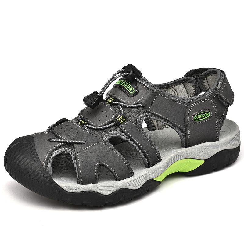 Large size Amazon summer leather sandals first layer cowhide outdoor creek shoes casual men's beach shoes
