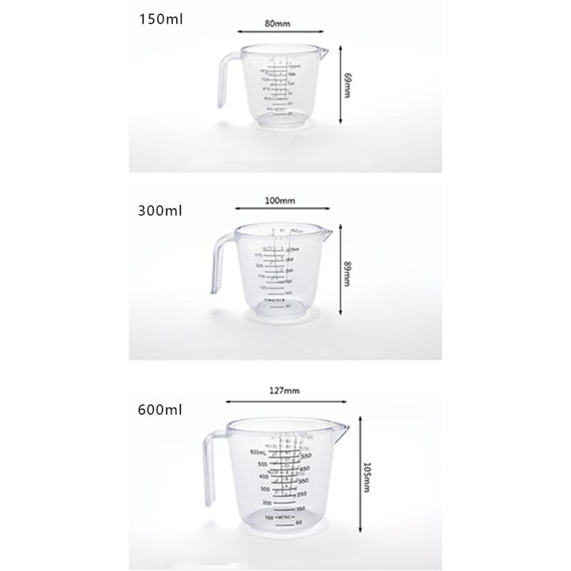 150/300/600ml Measuring Cup Clear Scale Show Transparent Mug Pour Spout 3-sizes Measuring Device