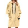 Women's Loose Casual Drawstring Zipper Hooded Warm Lambskin Long Coat