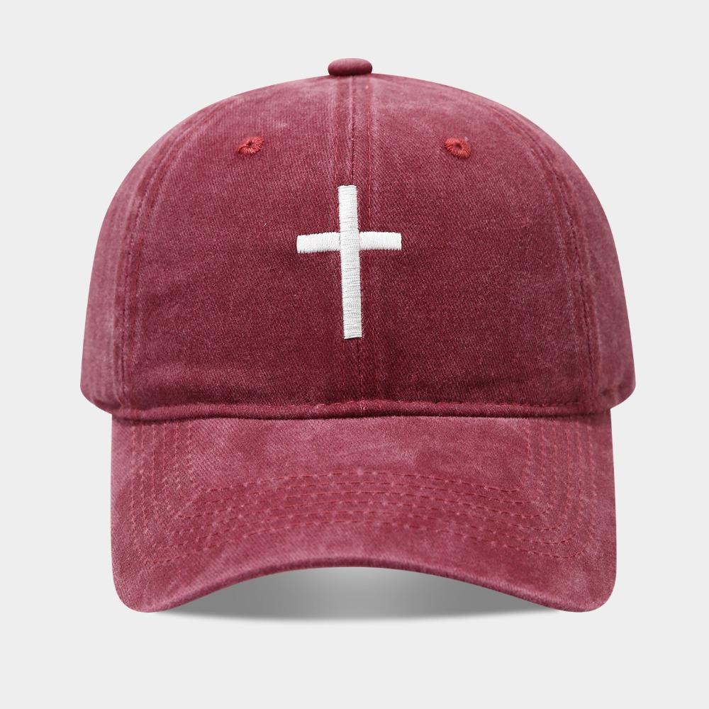 Fashion Embroidered Cross Baseball Cap Breathable Sunscreen Peaked Cap Simple Casual Hip Hop Hat Outdoor