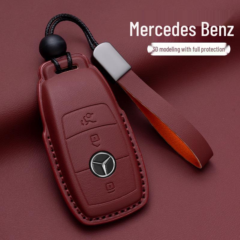 Mercedes-Benz Original Color Nappa Leather Key Case for GLE, GLAC200L, C260L, E300L, E-Class, S-Class, and C-Class.