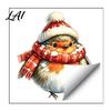 Christmas Bird Wall Decor Sticker Cute Watercolor Decals with Wreath/Scarf/Hat/Ear Warmer PVC Waterproof for Glass Window Stickers Holiday