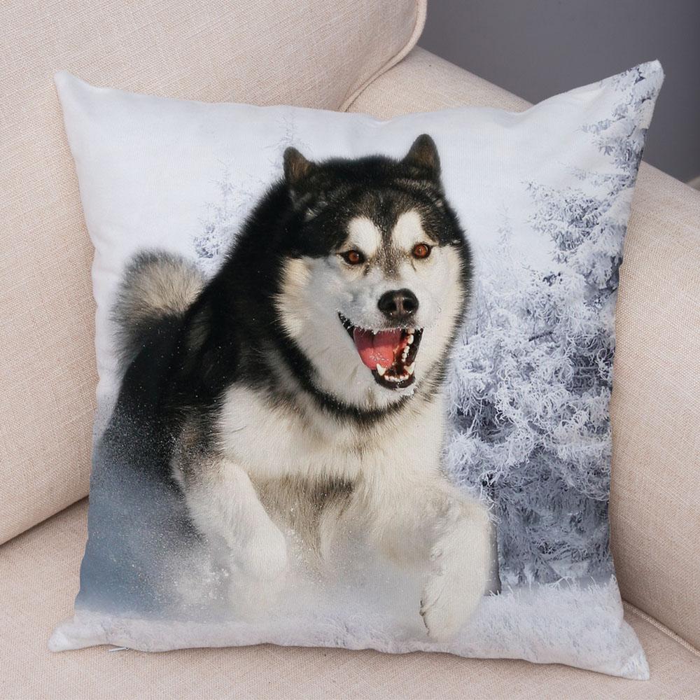 

Наволочка с принтом собаки сибирского хаски, украшение для дивана, домашняя наволочка, наволочка с принтом домашних животных 50x50cm