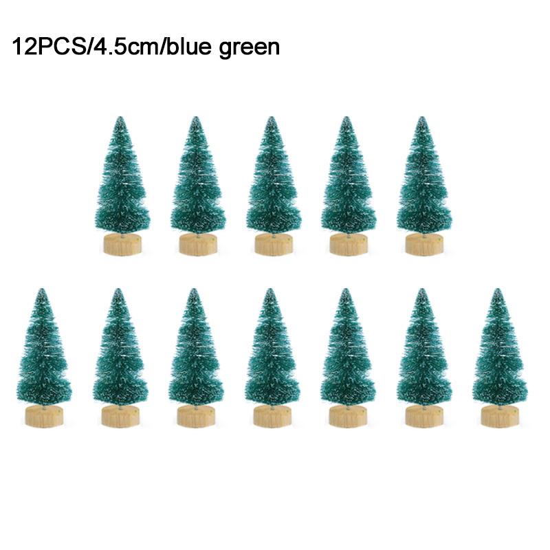 12pcs Mini Christmas Tree Pine Tree DIY Christmas Decorations For Home Table Navidad Xmas Ornaments New Year Decor Kids Gift