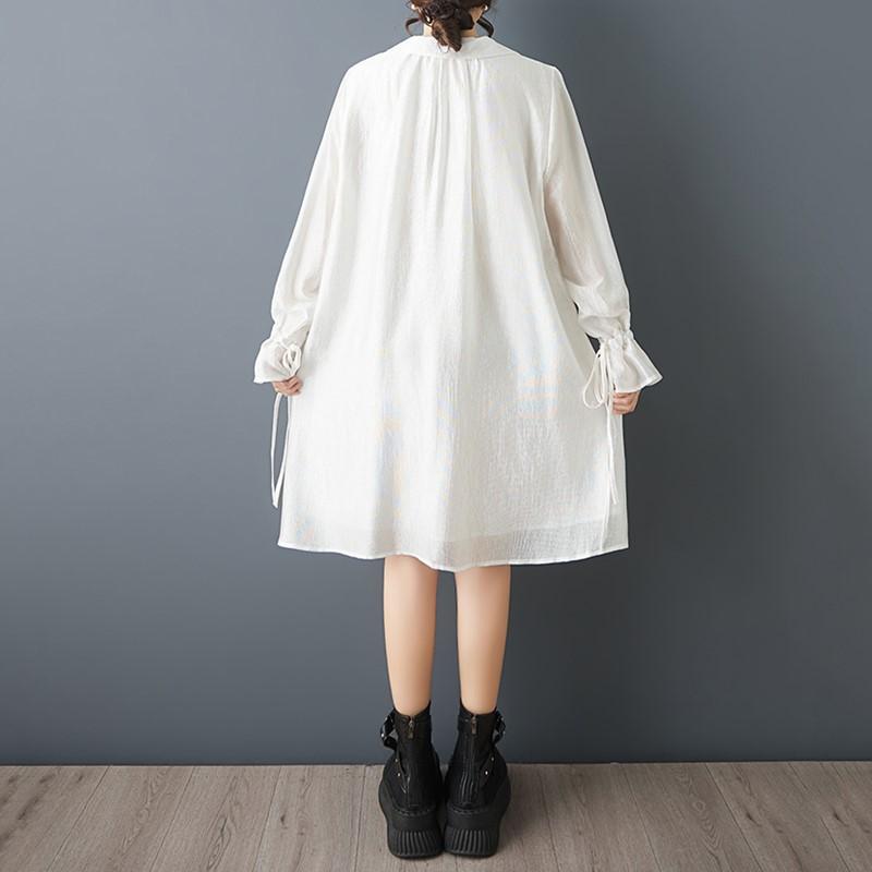 Long sleeve Plus size vintage new in dresses for women casual loose spring summer midi shirt dress
