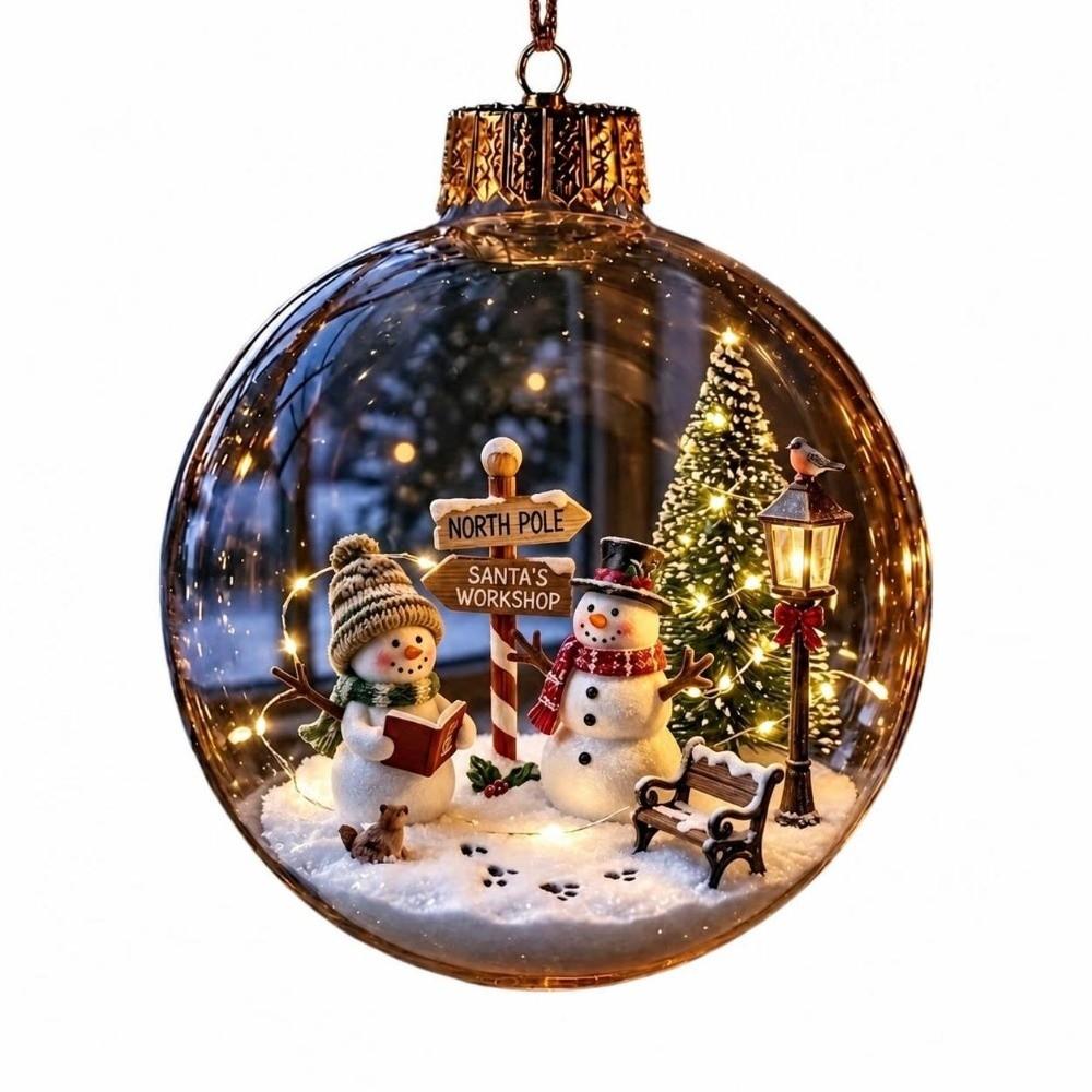 Acryl-Weihnachtskugel-Schmuck Transparenter Schneemann Kristallkugel Weihnachten Hängedekoration