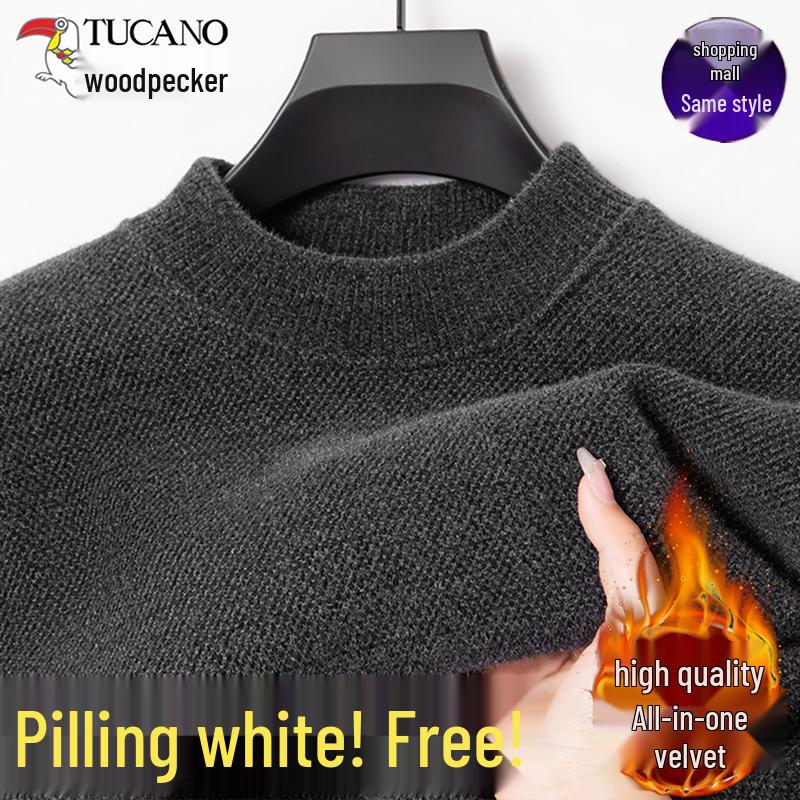 

Woodpecker Men s Velvet Thick Knit Half-High Collar Sweater, Winter 2024 185/3XL, recommended for 85-95 kg