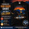 Amateur Radio Shirt, Personalized Callsign Black Sunset Design
