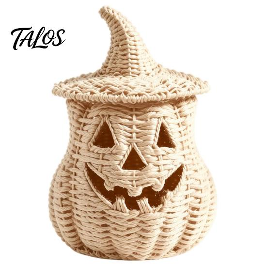 Herfsttafeldecoratie Halloween Pompoenlantaarn Tafelblad Decoratie, Geweven Heksenhoed Snoepschaal & LED Spookachtige Feestdecoraties Prop, Gotisch voor