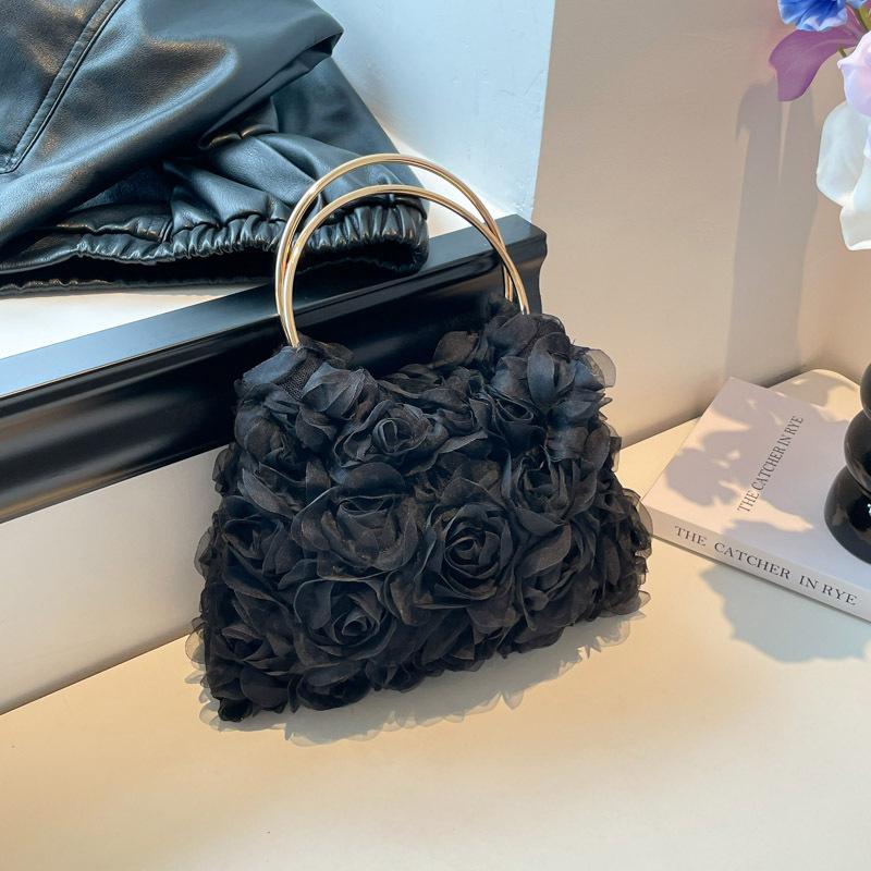 Rose And Pearl Evening Chain Bag Banquet Handbag Versatile Crossbody Bag For Cheongsams And Evening Gowns