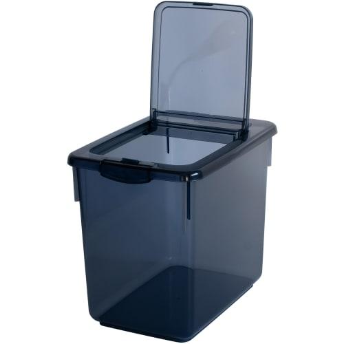 Sanko Plastic Rice Container, 10.0kg Capacity, Navy Blue, 22.6cm W X 32.4cm D X 28.0cm H, Made In Japan, Includes Measuring Cup, One-Touch Open/Close,