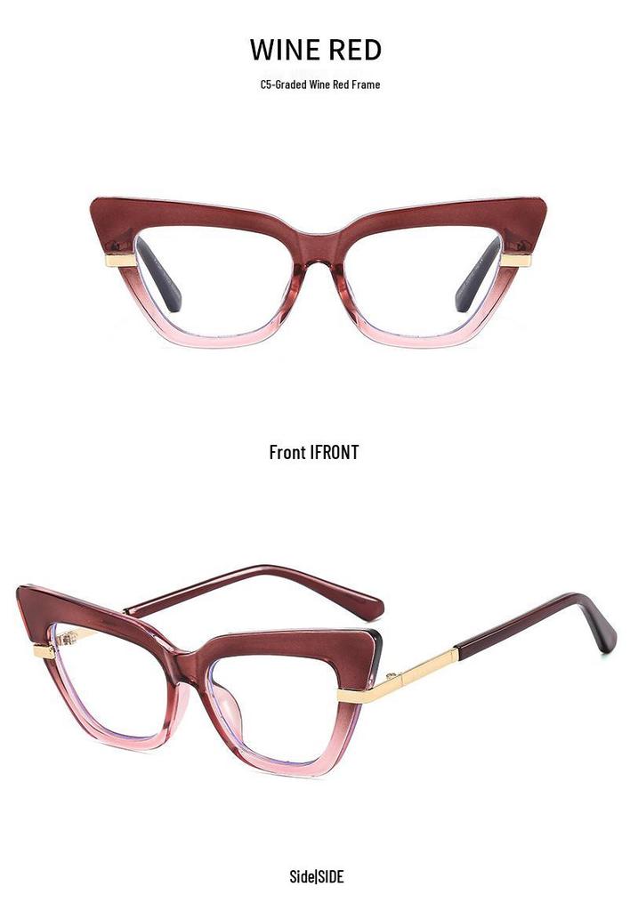 2025 Cross Cat Eye Glasses: Anti-Blue Light European & American Frames, Internet Celebrity Style, Bare Face Optical Design