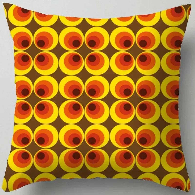 Housse De Coussin Pour Canapé, Décoration Moderne Pour La Maison, Salon, Bureau, Taie D'oreiller Géométrique Orange