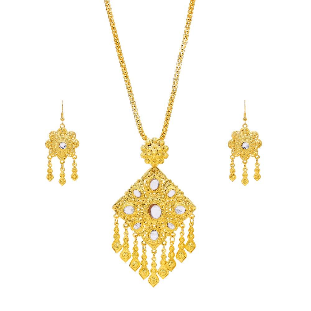 

Vintage Alloy Necklace Earrings Set Ethnic Bohemian Style Gold Plated Jewelry Set Square Thai Women Jewelry Suit Party WHITE&40cm